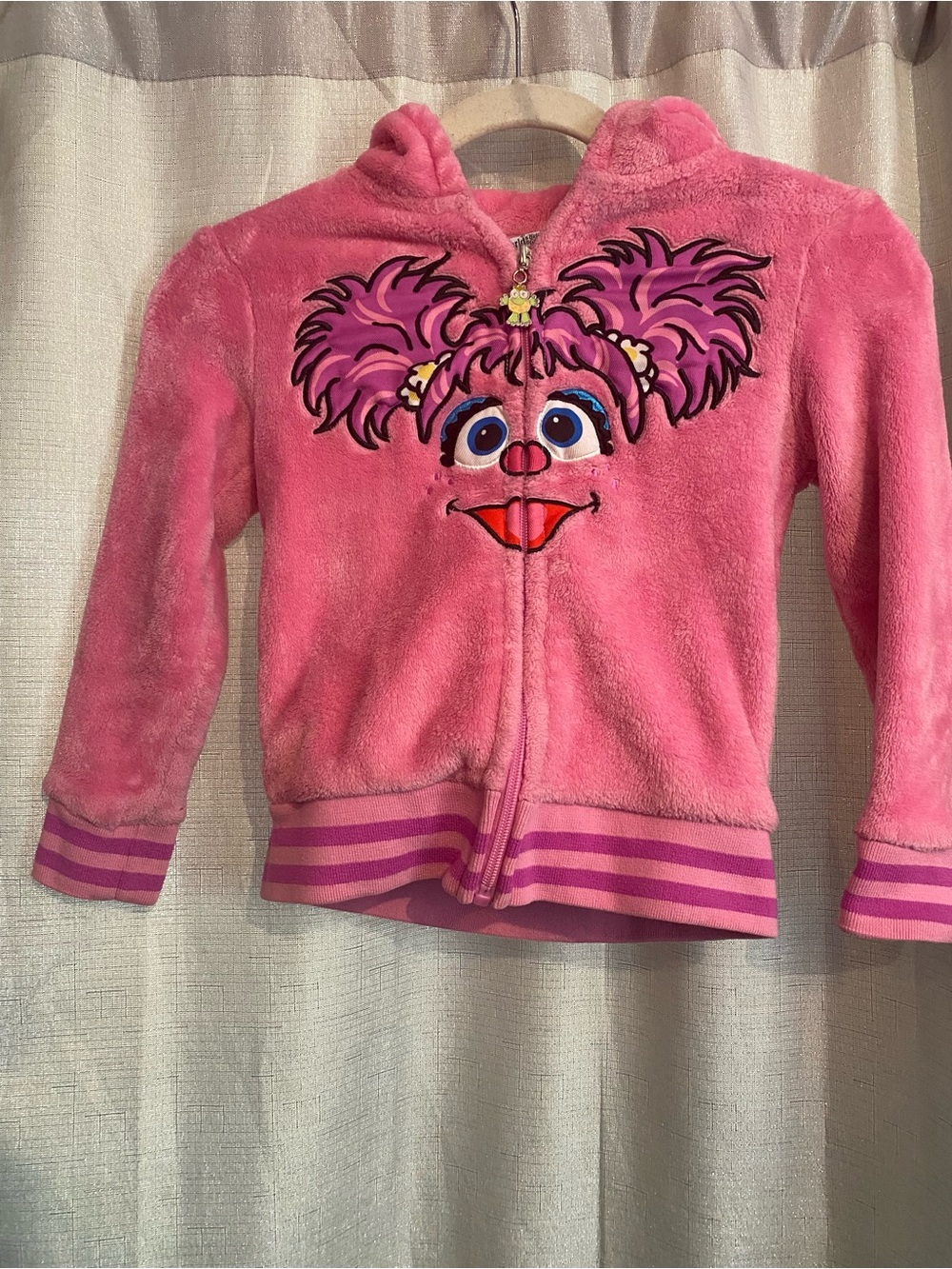 pink fleece Sesame Street Abby Cadabby zip-up hoodie size small
